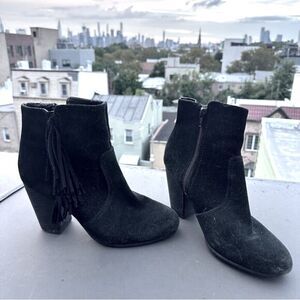 H&M black suede fringe boot​s size 8 western coastal cowgirl indie edgy grunge